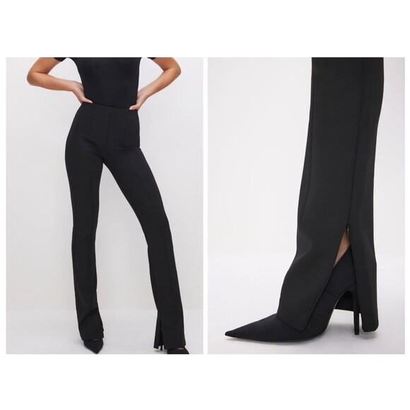 Good American Sz 4X Scuba Pull-on Straight Black Trouser Pants w Zip Hem NWOT - Picture 1 of 15